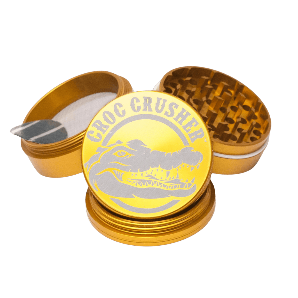 Croc Crusher 2.5" 4 Piece Grinder - Gold - MediVape New Zealand