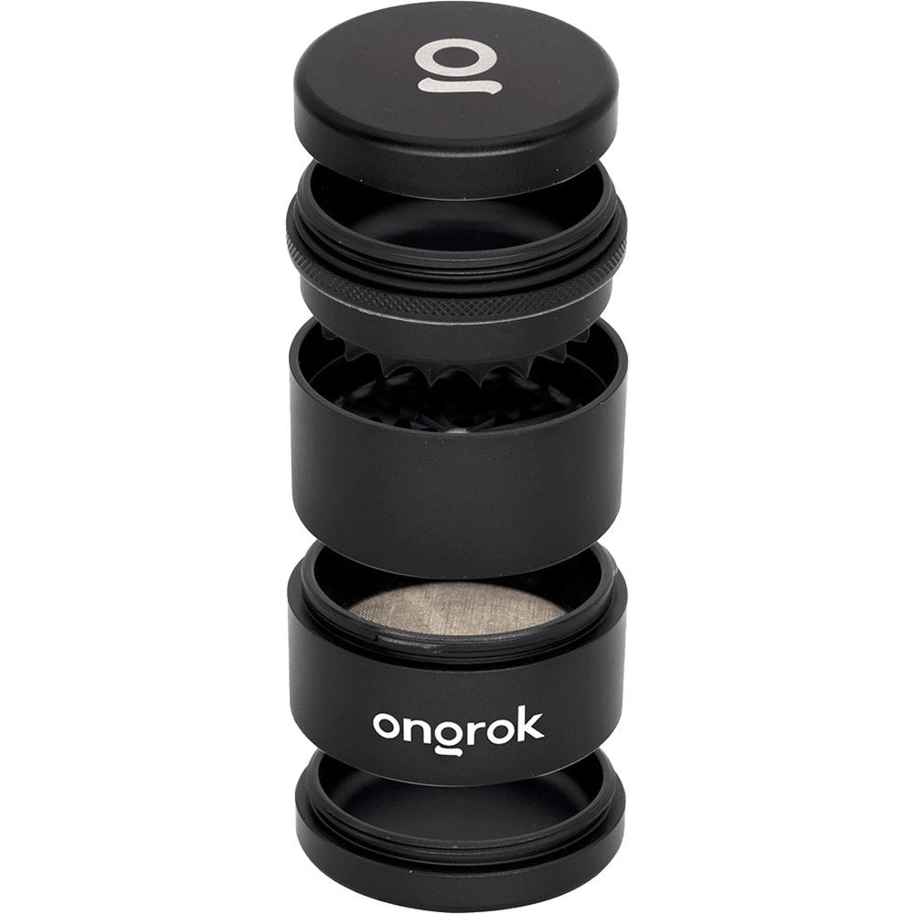 ONGROK Petal Toothless Aluminum Storage Grinder 5pc - Black 2.2in - MediVape New Zealand