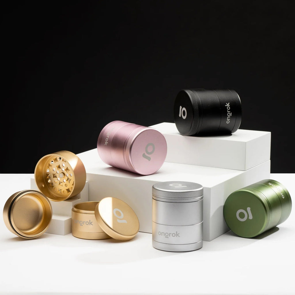 ONGROK Pyramid Tooth Aluminum Storage Grinder | 5pc - Black - MediVape New Zealand